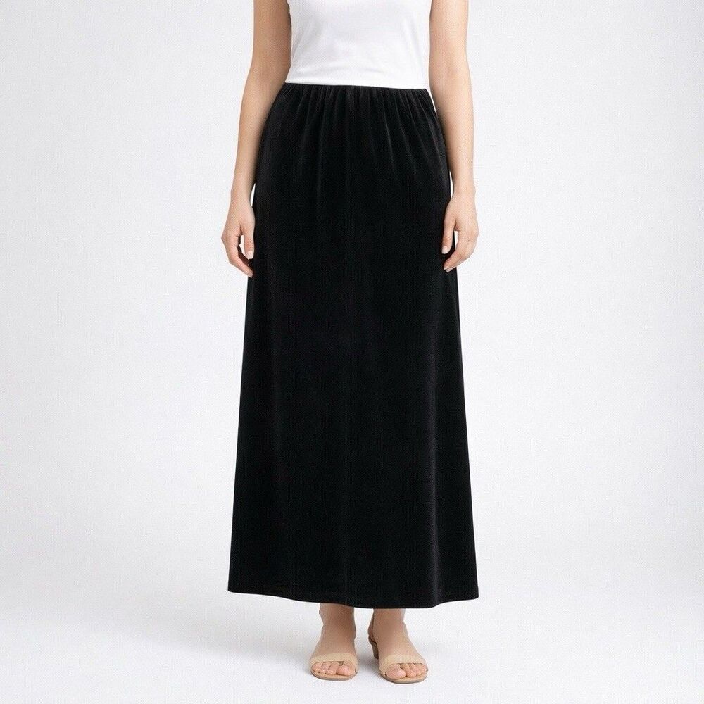 Uniform John Paul Richard Black Velour Maxi Skirt NWT USA Medium Formal Dressy